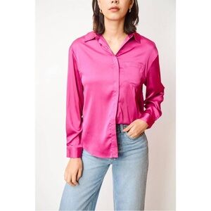 Walter Baker Bella Top Deep Pink Button Down Shirt Size Small Women’s Quiet Lux